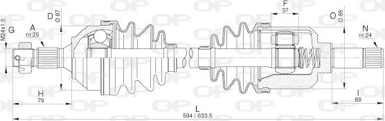 Open Parts DRS6305.00 - Приводний вал autocars.com.ua