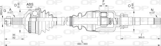 Open Parts DRS6312.00 - Приводний вал autocars.com.ua