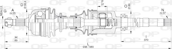 Open Parts DRS6316.00 - Приводний вал autocars.com.ua