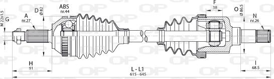 Open Parts DRS6323.00 - Приводний вал autocars.com.ua