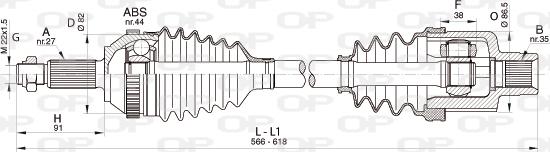 Open Parts DRS6324.00 - Приводний вал autocars.com.ua