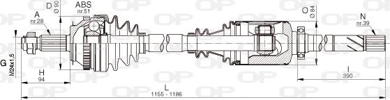 Open Parts DRS6332.00 - Приводний вал autocars.com.ua