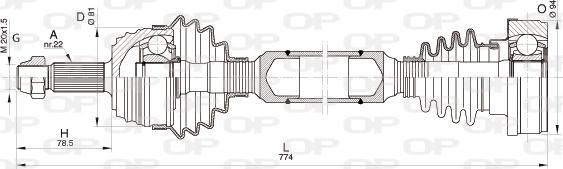 Open Parts DRS6349.00 - Приводний вал autocars.com.ua