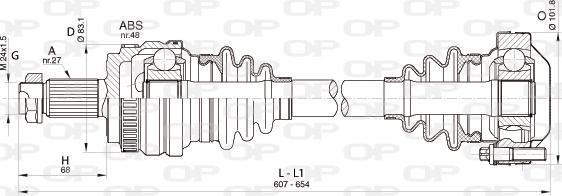 Open Parts DRS6356.00 - Приводний вал autocars.com.ua