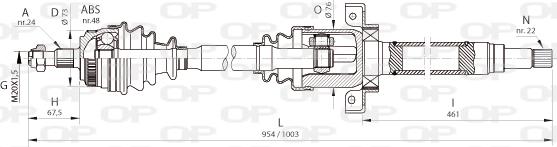 Open Parts DRS6363.00 - Приводний вал autocars.com.ua