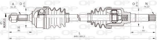 Open Parts DRS6366.00 - Приводний вал autocars.com.ua