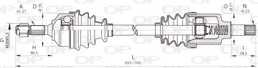 Open Parts DRS6367.00 - Приводний вал autocars.com.ua