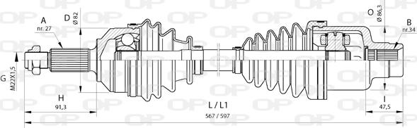 Open Parts DRS6375.00 - Приводний вал autocars.com.ua