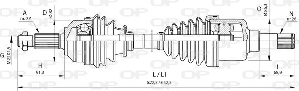 Open Parts DRS6376.00 - Приводний вал autocars.com.ua