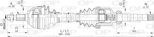 Open Parts DRS6398.00 - Приводний вал autocars.com.ua