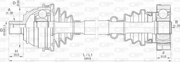 Open Parts DRS6424.00 - Приводний вал autocars.com.ua