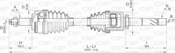 Open Parts DRS6430.00 - Приводний вал autocars.com.ua