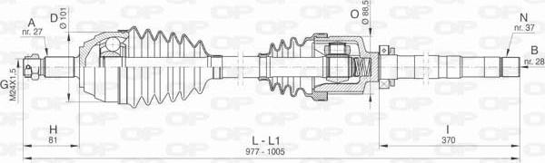 Open Parts DRS6432.00 - Приводний вал autocars.com.ua