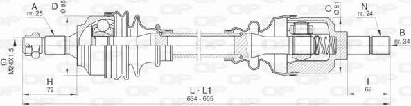 Open Parts DRS6435.00 - Приводний вал autocars.com.ua