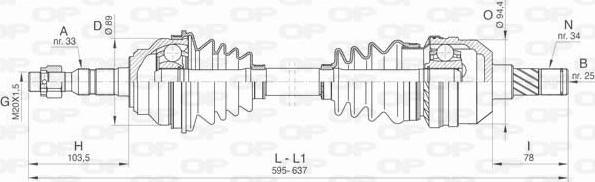 Open Parts DRS6446.00 - Приводний вал autocars.com.ua