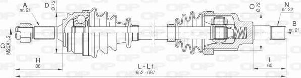 Open Parts DRS6460.00 - Приводний вал autocars.com.ua