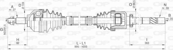 Open Parts DRS6480.00 - Приводний вал autocars.com.ua