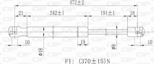 Open Parts GSR6008.00 - Газова пружина, кришка багажник autocars.com.ua