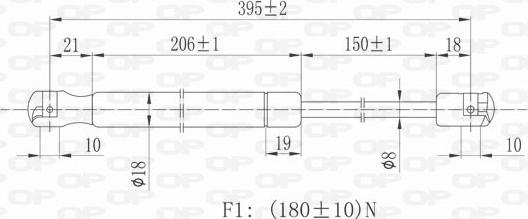 Open Parts GSR6184.00 - Газова пружина, заднє скло autocars.com.ua