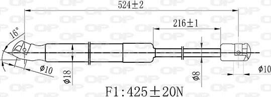 Open Parts GSR6483.00 - Газова пружина, кришка багажник autocars.com.ua