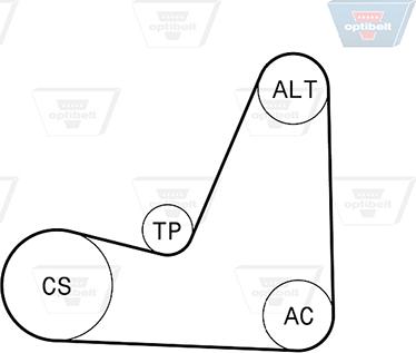 Optibelt 5 PK 1200KT1 - Поликлиновий ремінний комплект autocars.com.ua