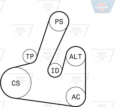 Optibelt 6 PK 1705KT1 - Поликлиновый ременный комплект avtokuzovplus.com.ua