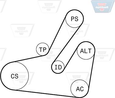 Optibelt 6 PK 1795KT2 - Поликлиновий ремінний комплект autocars.com.ua
