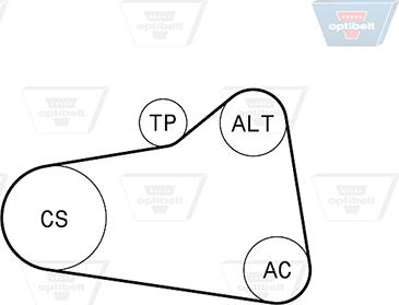 Optibelt 6 PK 906KT1 - Поликлиновий ремінний комплект autocars.com.ua