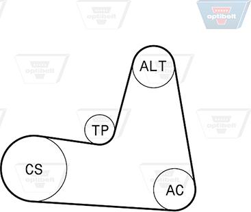 Optibelt 7 PK 1125KT1 - Поликлиновий ремінний комплект autocars.com.ua