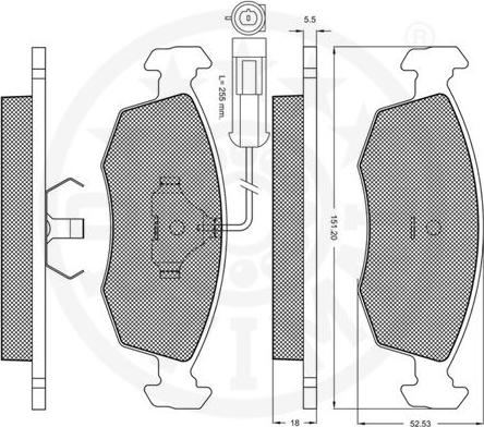 Optimal 10275 - Тормозные колодки, дисковые, комплект avtokuzovplus.com.ua