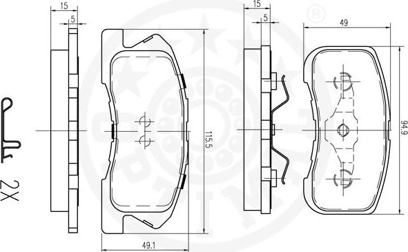 Optimal 12077 - Гальмівні колодки, дискові гальма autocars.com.ua