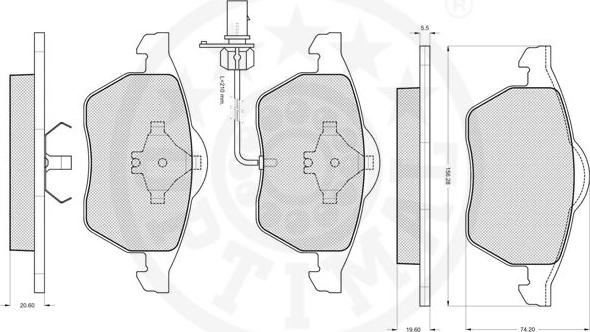 Optimal 12093 - Гальмівні колодки, дискові гальма autocars.com.ua