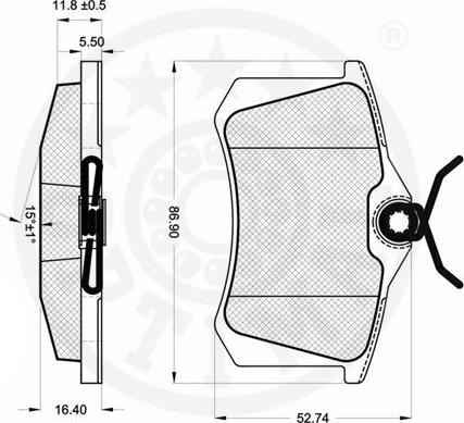 Optimal 12208 - Тормозные колодки, дисковые, комплект avtokuzovplus.com.ua