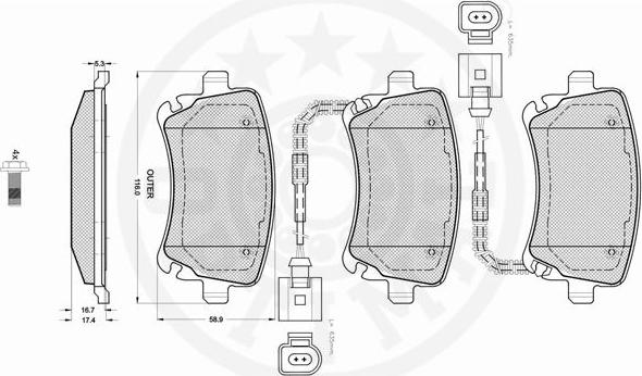 Optimal 12240 - Гальмівні колодки, дискові гальма autocars.com.ua