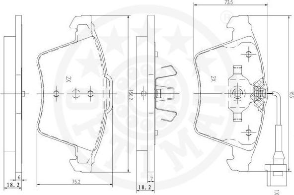 Optimal 12290 - Гальмівні колодки, дискові гальма autocars.com.ua