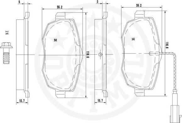 Optimal 12333 - Гальмівні колодки, дискові гальма autocars.com.ua