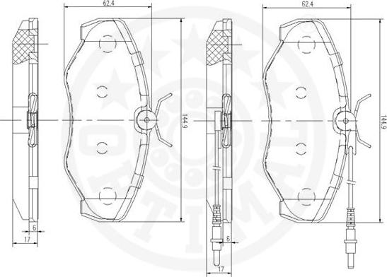 Optimal 12461 - Гальмівні колодки, дискові гальма autocars.com.ua