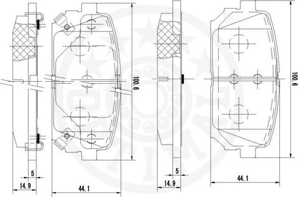 Optimal 12482 - Гальмівні колодки, дискові гальма autocars.com.ua