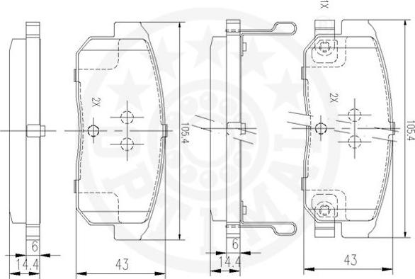 Optimal 12492 - Тормозные колодки, дисковые, комплект autodnr.net