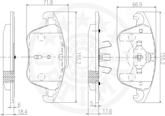 Optimal 12506 - Гальмівні колодки, дискові гальма autocars.com.ua