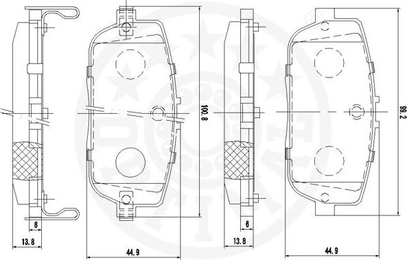 Optimal 12526 - Гальмівні колодки, дискові гальма autocars.com.ua