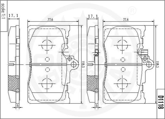 Optimal 12527 - Тормозные колодки, дисковые, комплект avtokuzovplus.com.ua