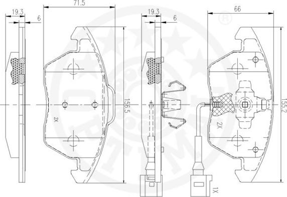 Optimal 12531 - Гальмівні колодки, дискові гальма autocars.com.ua