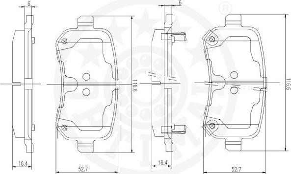 Optimal 12570 - Тормозные колодки, дисковые, комплект autodnr.net