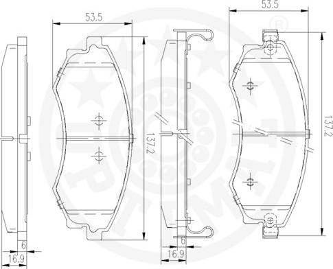 Optimal 12572 - Тормозные колодки, дисковые, комплект avtokuzovplus.com.ua