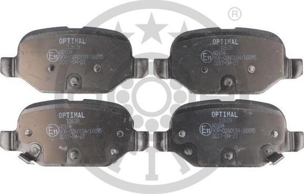 Optimal BP-12639 - Гальмівні колодки, дискові гальма autocars.com.ua