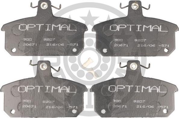 Optimal 9207 - Тормозные колодки, дисковые, комплект autodnr.net