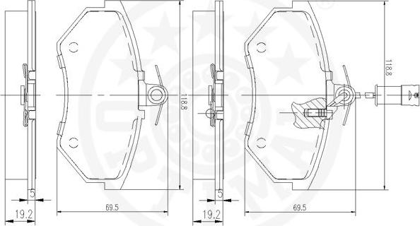 Optimal 9338 - Гальмівні колодки, дискові гальма autocars.com.ua