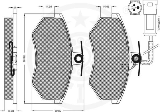 Optimal 9491 - Гальмівні колодки, дискові гальма autocars.com.ua