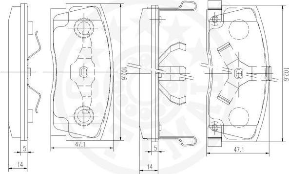 Optimal 9505 - Тормозные колодки, дисковые, комплект avtokuzovplus.com.ua